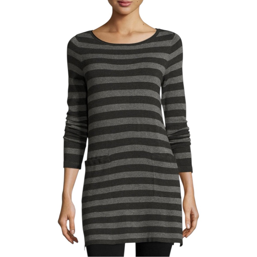 Eileen Fisher Striped Long Sleeve Tunic‎ Cozy Sweater Dress Size XS